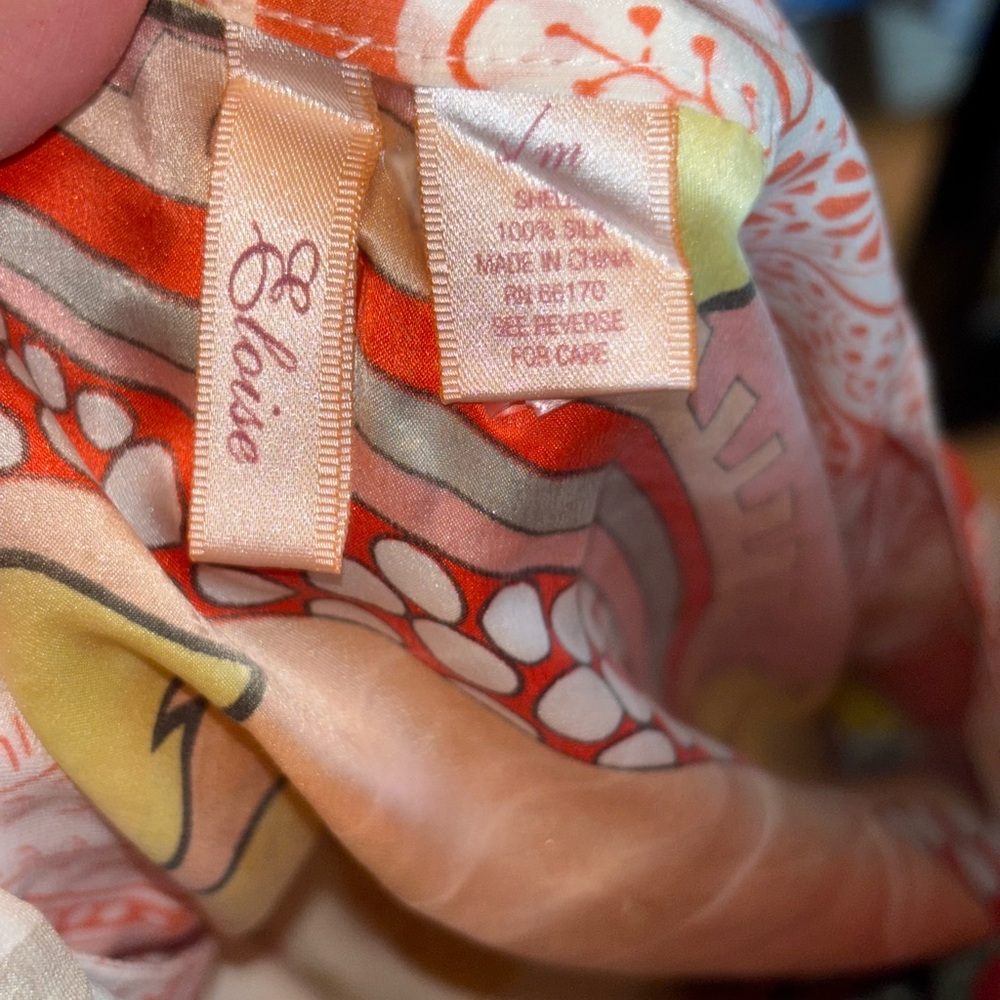 Eloise 100% Silk Kimono- Orange, Yellow, and Green pattern o/s ANTHROPOLOGIE - Picture 2 of 5